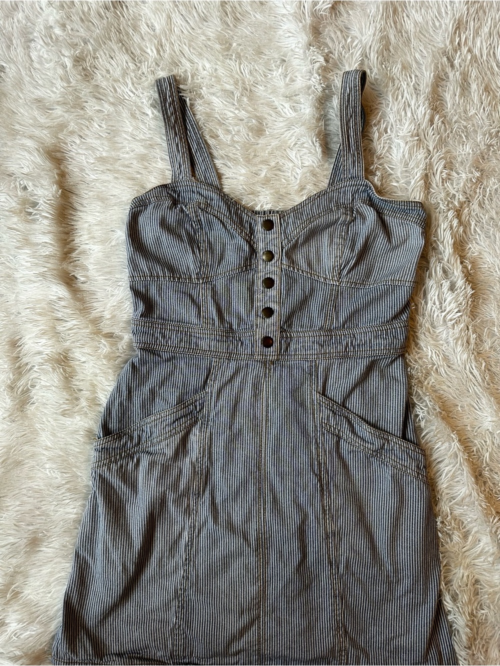 Japna Blue Pinstripe Mini Dress